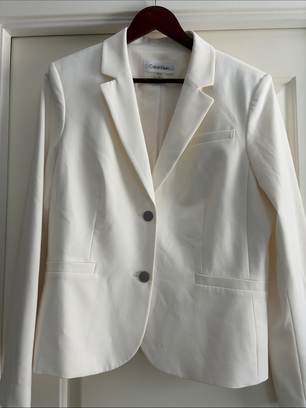 Calvin Klein Cream Two-Button Tailored Blazer